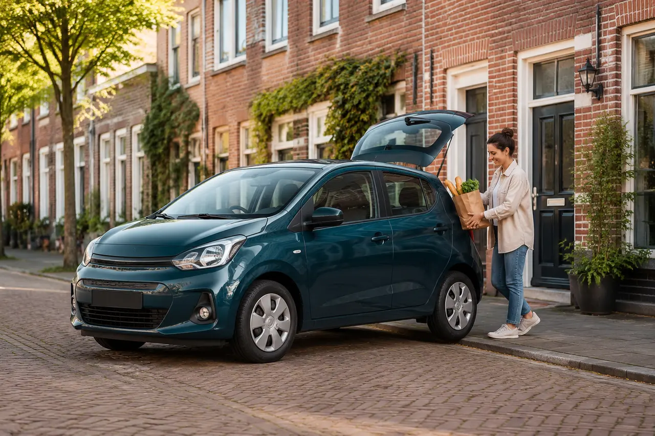 Compacte leaseauto in een Nederlandse stad